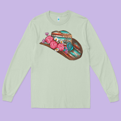 Cowboy Hat Long Sleeve Tee Designed By Adodesignshop