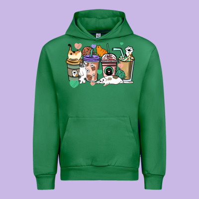 Cat Coffee Cups Urban Hoodie Designed By Howdyjamesfarm