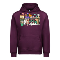 Mauve Wine Cat coffee cups Urban Hoodie - HowdyJamesFarm