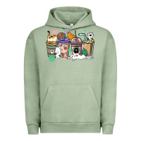 Pigment Oil Green Cat coffee cups Urban Hoodie - HowdyJamesFarm
