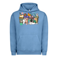 Pigment Pebble Blue Cat coffee cups Urban Hoodie - HowdyJamesFarm