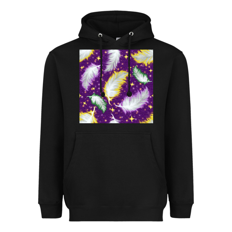 Mardi Gras Feathers Seamless Pattern Heavyweight Hoodie by BundleAndBundleShop | Teevron