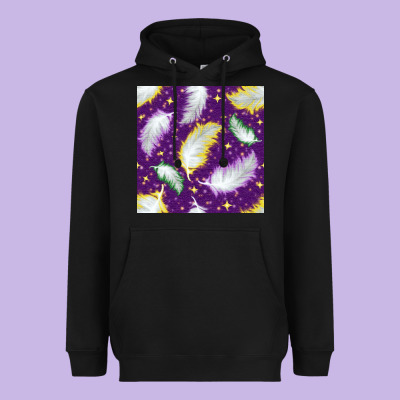 Mardi Gras Feathers Seamless Pattern Heavyweight Hoodie Designed By Bundleandbundleshop