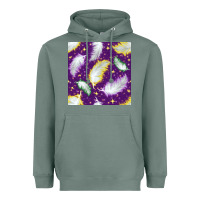 Sage Mardi Gras Feathers seamless pattern Heavyweight Hoodie - BundleAndBundleShop