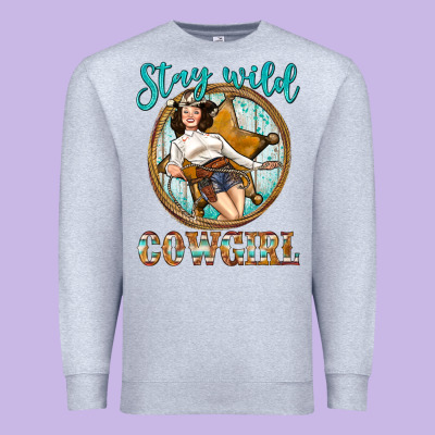 Western Stay Wild Cowgirl Premium Sweatshirt Designed By Bundleandbundleshop
