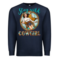 Navy Western Stay Wild Cowgirl Premium Sweatshirt - BundleAndBundleShop