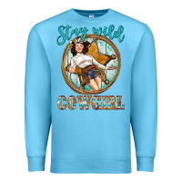 Ocean Blue Western Stay Wild Cowgirl Premium Sweatshirt - BundleAndBundleShop