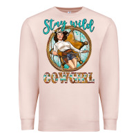 Pale Pink Western Stay Wild Cowgirl Premium Sweatshirt - BundleAndBundleShop