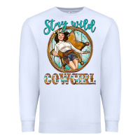 White Western Stay Wild Cowgirl Premium Sweatshirt - BundleAndBundleShop