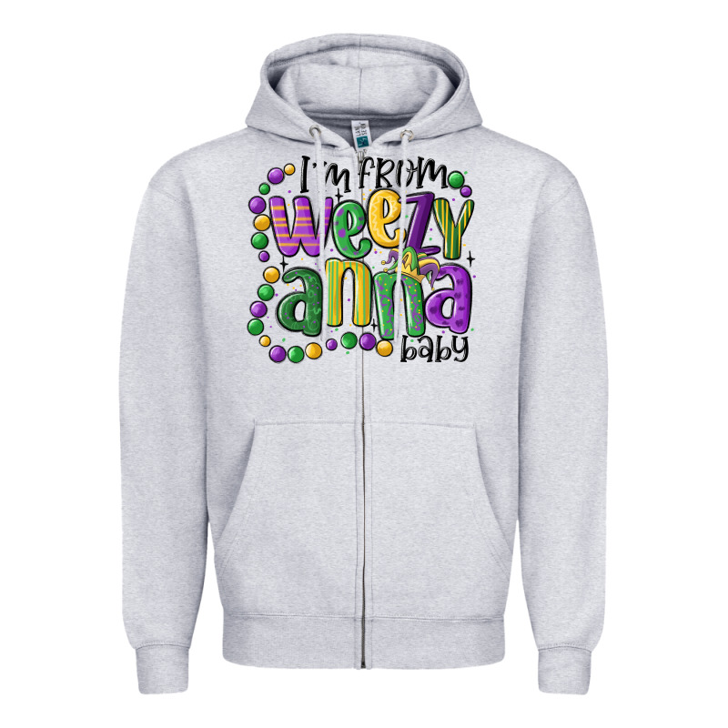 I'm From Weezy Anna Baby Mardi Gras Zipper Hoodie by MaliasSmallBusiness | Teevron