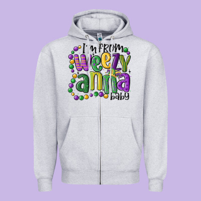 I'm From Weezy Anna Baby Mardi Gras Zipper Hoodie Designed By Maliassmallbusiness