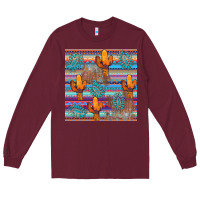Burgundy cactus gemstone seamless Long Sleeve Tee - AdoDesignShop