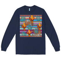 Navy cactus gemstone seamless Long Sleeve Tee - AdoDesignShop