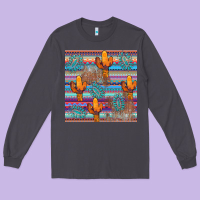 Cactus Gemstone Seamless Long Sleeve Tee Designed By Adodesignshop