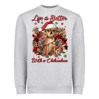 Heather Grey christmas life is better with a chihuahua Heavyweight Sweatshirt - JahusDesignShop