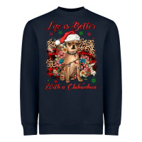 Navy christmas life is better with a chihuahua Heavyweight Sweatshirt - JahusDesignShop