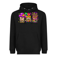 Black Mardi Gras Gnomies Cakes Flowers And Balloon Heavyweight Hoodie - BundleAndBundleShop