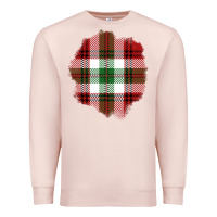 Pale Pink Christmas Tartan Patch Premium Sweatshirt - BundleAndBundleShop