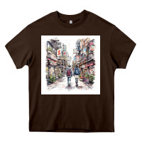 Chocolate Brown Japan Street Heavy Core Tee - Unal Design