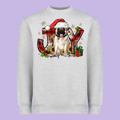 Christmas Joy Pug Heavyweight Sweatshirt Designed By Jahusdesignshop