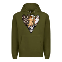 Army Green Country Cupid Valentine Cowhide Heart Premium Hoodie - Bettercallsaul