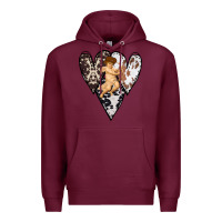 Burgundy Country Cupid Valentine Cowhide Heart Premium Hoodie - Bettercallsaul