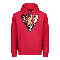 Cardinal Country Cupid Valentine Cowhide Heart Premium Hoodie - Bettercallsaul