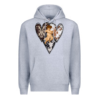 Heather Grey Country Cupid Valentine Cowhide Heart Premium Hoodie - Bettercallsaul
