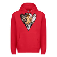 Red Country Cupid Valentine Cowhide Heart Premium Hoodie - Bettercallsaul