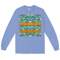 Colony Blue aztec cowhide seamless Long Sleeve Tee - AdoDesignShop
