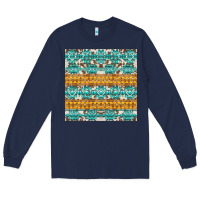 Navy aztec cowhide seamless Long Sleeve Tee - AdoDesignShop