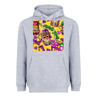 Heather Grey Mardi gras gnomies seamless pattern Heavyweight Hoodie - BundleAndBundleShop