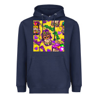 Navy Mardi gras gnomies seamless pattern Heavyweight Hoodie - BundleAndBundleShop