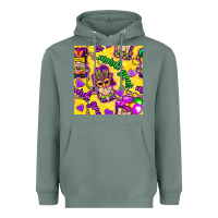 Sage Mardi gras gnomies seamless pattern Heavyweight Hoodie - BundleAndBundleShop