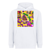 White Mardi gras gnomies seamless pattern Heavyweight Hoodie - BundleAndBundleShop