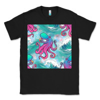 Black ocean waves octopus seamless pattern Classic Tee - BundleAndBundleShop