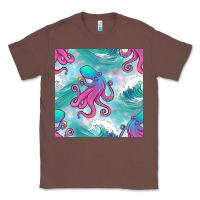 Chestnut ocean waves octopus seamless pattern Classic Tee - BundleAndBundleShop