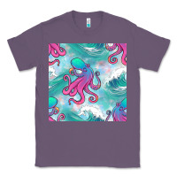 Lavender ocean waves octopus seamless pattern Classic Tee - BundleAndBundleShop