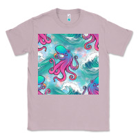 Lilac ocean waves octopus seamless pattern Classic Tee - BundleAndBundleShop