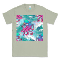 Matcha ocean waves octopus seamless pattern Classic Tee - BundleAndBundleShop