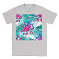 Moon Dust ocean waves octopus seamless pattern Classic Tee - BundleAndBundleShop