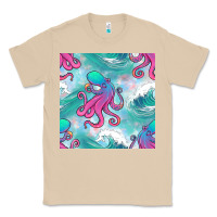 Mushroom ocean waves octopus seamless pattern Classic Tee - BundleAndBundleShop
