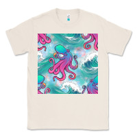 Natural ocean waves octopus seamless pattern Classic Tee - BundleAndBundleShop