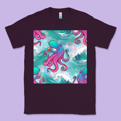 Ocean Waves Octopus Seamless Pattern Classic Tee Designed By Bundleandbundleshop