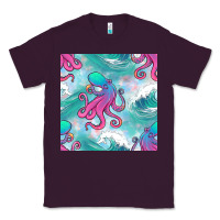 Plum ocean waves octopus seamless pattern Classic Tee - BundleAndBundleShop
