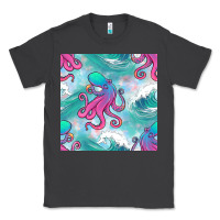 Smoke ocean waves octopus seamless pattern Classic Tee - BundleAndBundleShop