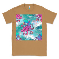 Toasted Coconut ocean waves octopus seamless pattern Classic Tee - BundleAndBundleShop