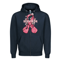 Navy survivor breast cancer with boxing gloves Zipper Hoodie - MaliasSmallBusiness