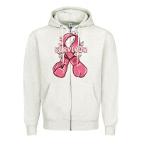 Oatmeal Heather survivor breast cancer with boxing gloves Zipper Hoodie - MaliasSmallBusiness