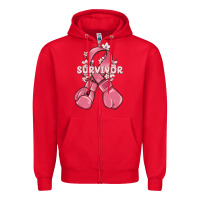 Survivor Breast Cancer With Boxing Gloves Zipper Hoodie | Teevron
